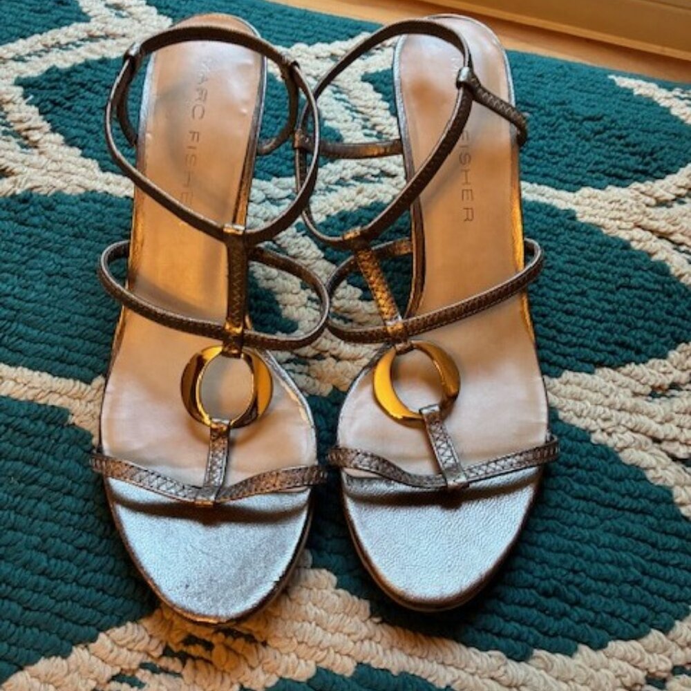 Marc Jacob Women's Bronze Metallic Leather 3.25" heel Sandal Heels Size 11 Party